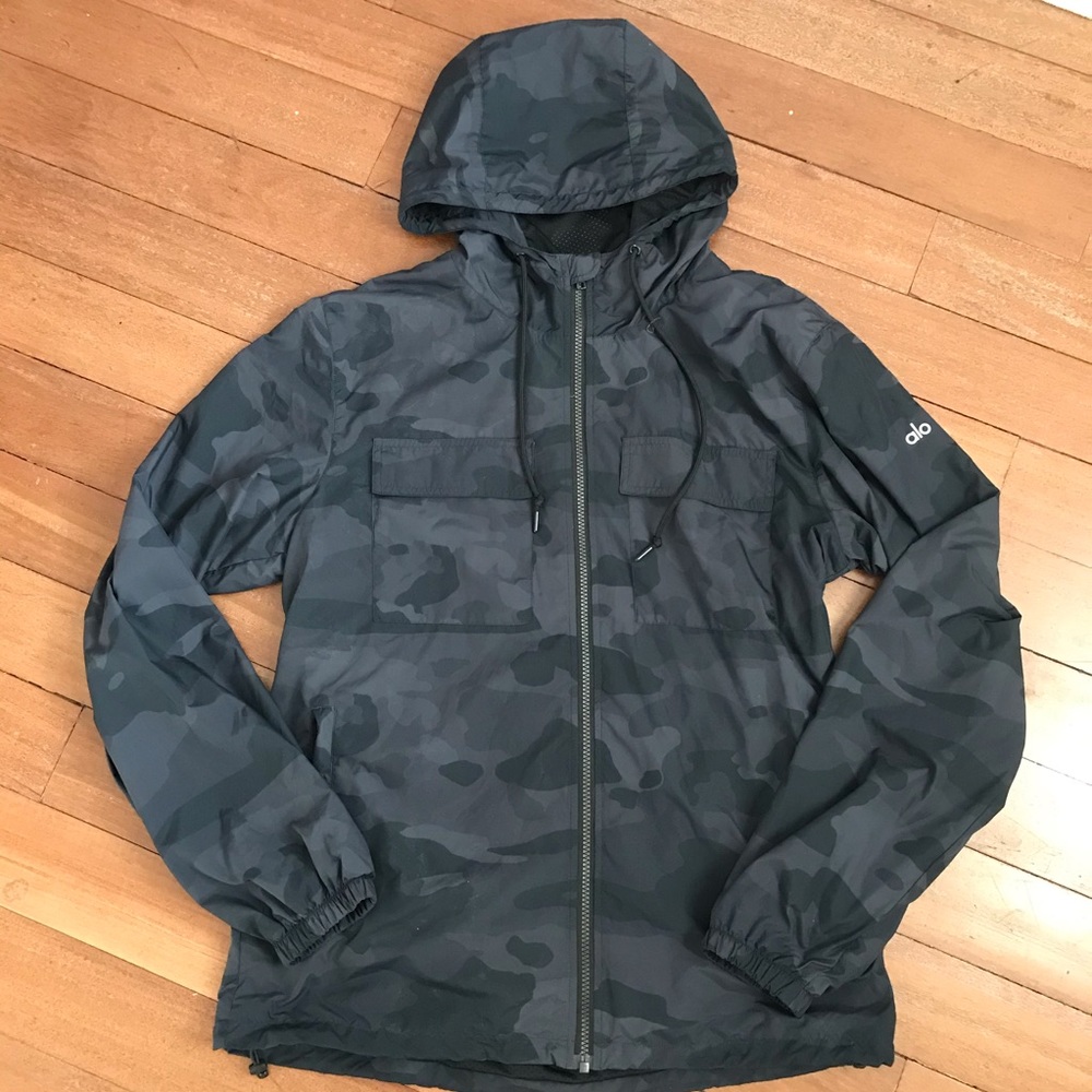 Alo Stride Camo Hooded Full Zip Jacket